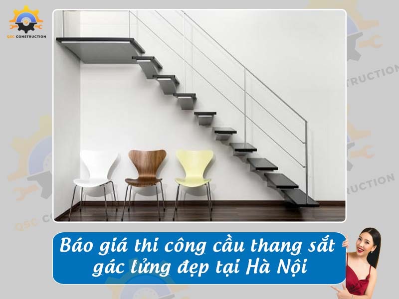 Báo giá thi công cầu thang sắt gác lửng đẹp tại Hà Nội