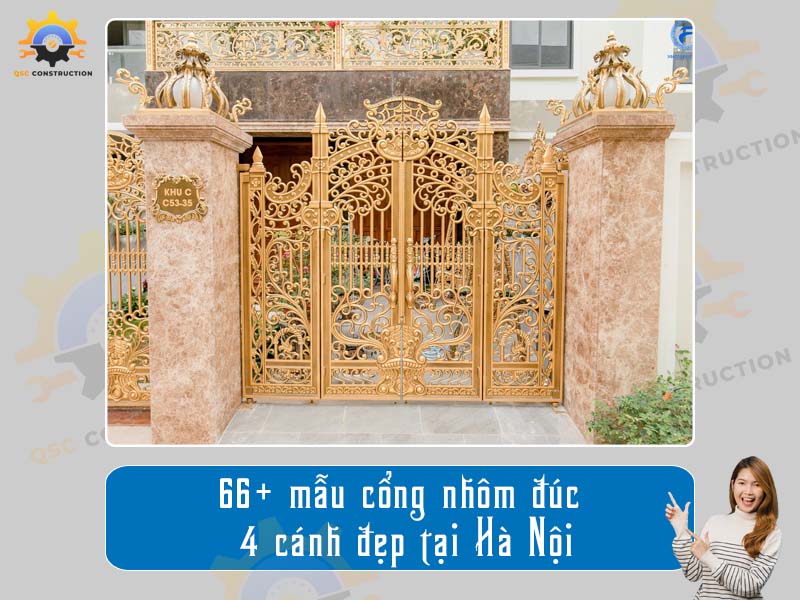 Báo giá 66+ mẫu cổng nhôm đúc 4 cánh đẹp tại Hà Nội
