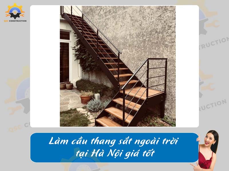 Làm cầu thang sắt ngoài trời tại Hà Nội giá tốt