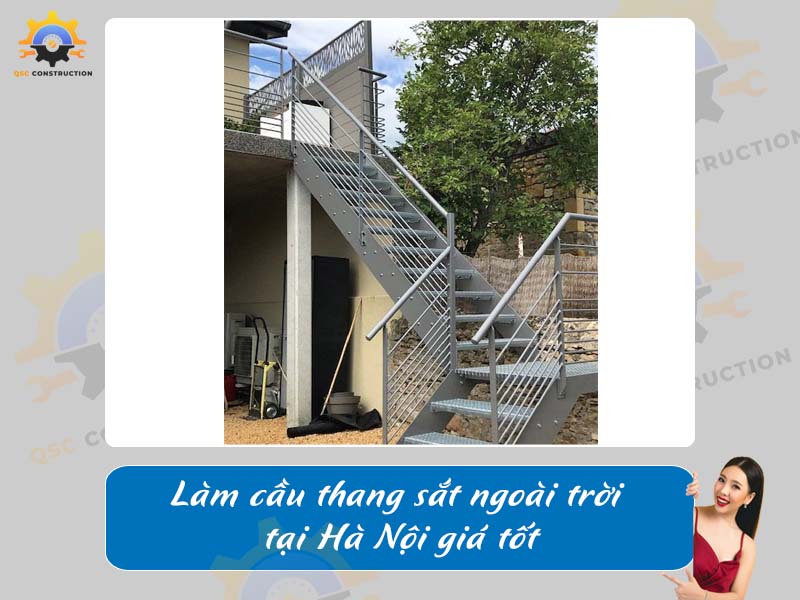 Làm cầu thang sắt ngoài trời tại Hà Nội giá tốt